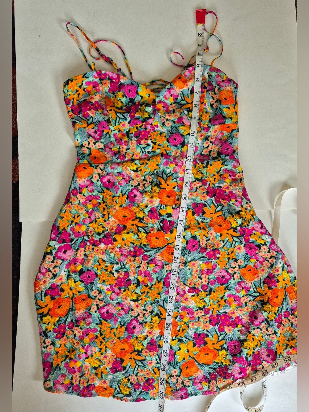 For Love & Lemons Dress Deena Pink Orange Tropical Garden Mini Size S NEW - Picture 15 of 15